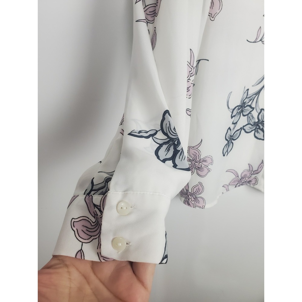 Ann Taylor Factori Siz XL Womens Floral Long Sleeve Lightweight Flowy Top Blouse - Picture 5 of 10